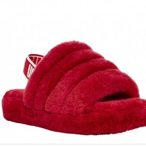 Red Fluff yeah ugh slides . Size 7 . Great Condition.